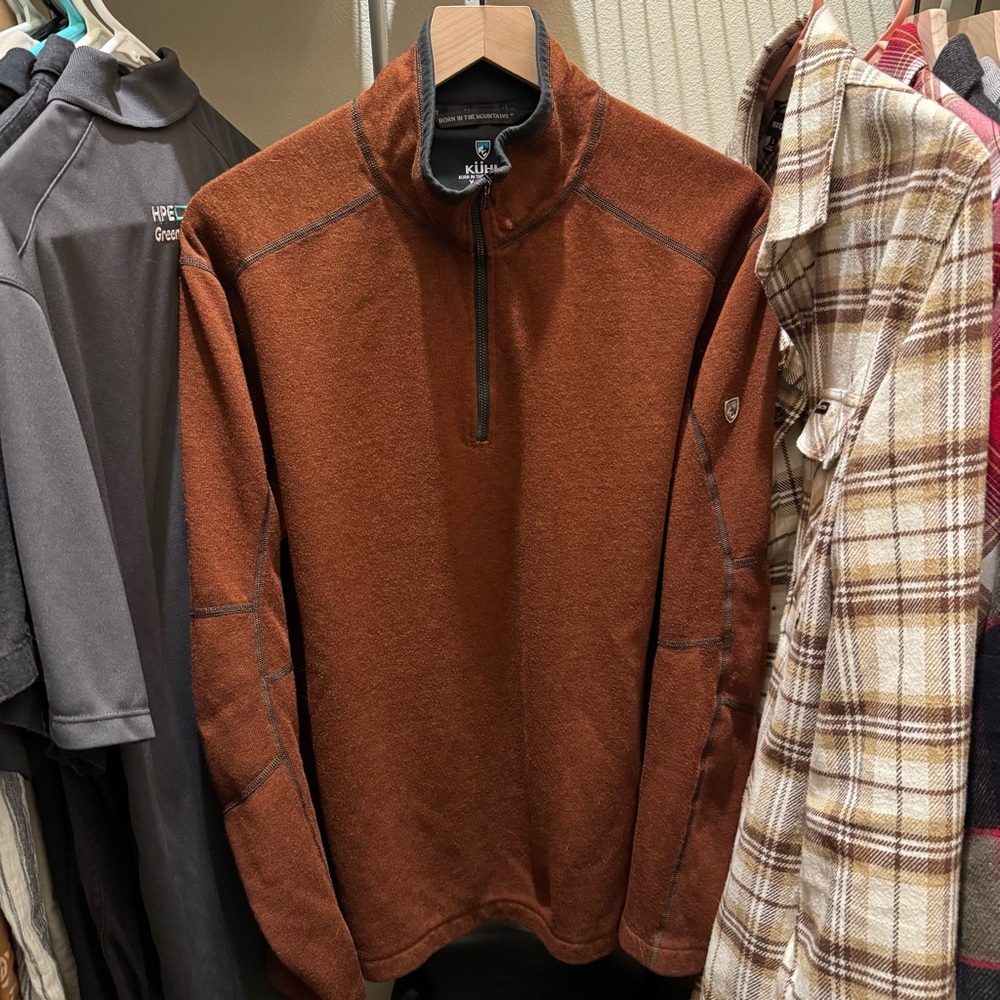 Kuhl Men's Orange Quarter Zip Sweater XL